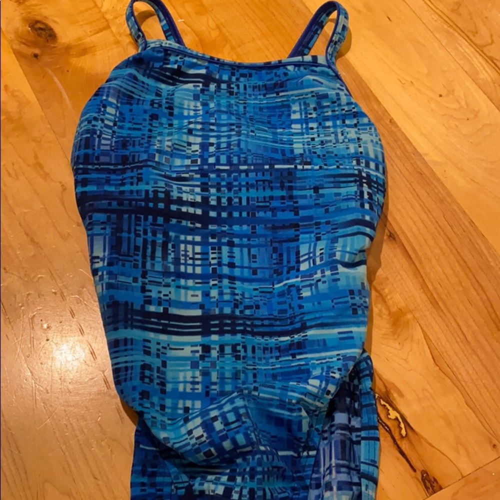 Blue speedo racer back swimsuit